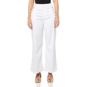 imageNautica Womens Button Pocket Wide Leg Sailor Jeans PantsBright White
