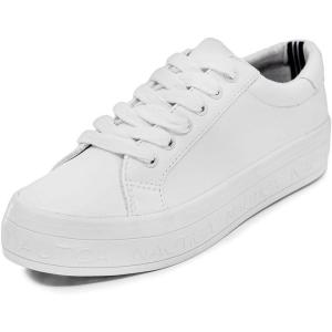 imageNautica Womens LaceUp Fashion Sneakers  LowTop Casual Walking ampamp Tennis Shoes with Platform or Regular HeelAelisa X White