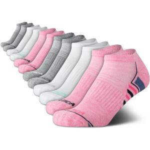 imageNautica Womens Low Cut Socks  12 Pack Cushioned Moisture Wicking Athletic No Show Socks for Women for Sports Running 410Pink Heather Asst
