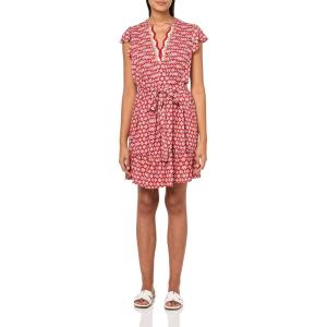 imageNautica Womens Mini Length Short Sleeve Foulard Print Popover DressSamba Multi