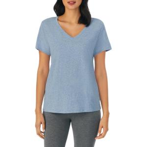 imageNautica Womens Sleep Shirt  Lightweight Breathable Pajama Top  Cotton Knit Jersey VNeck Sleepwear and LoungewearHeather Blue