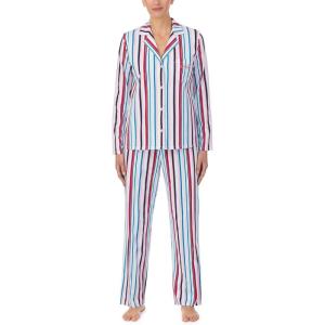 imageNautica Womens Sleepwear Long Sleeve Button Down Shirt and Pant 2Piece Pajama SetMulticolored