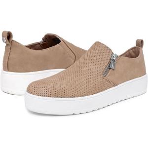 imageNautica Womens SlipOn Fashion Sneakers with Side Zipper  Comfortable LowTop Walking Shoes for Casual Everyday WearTaupe