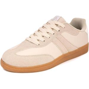imageNautica Womens Sneakers  Casual LaceUp Low Top Tennis Shoes with Vegan Leather and Suede Design Classic Gum Sole Comfort TrainersCreamkeota