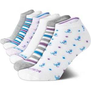 imageNautica Womens Socks  Lightweight Athletic Low Cut Socks 6 PackWhite Multi