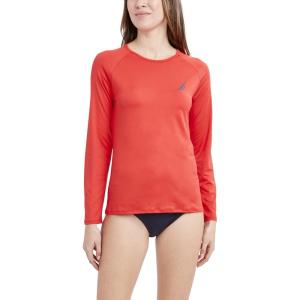 imageNautica Womens Standard Rashguard  QuickDry UPF Protection Swim Shirt Pool Beach Hiking Yoga VolleyballCherry
