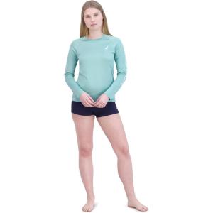 imageNautica Womens Standard Rashguard  QuickDry UPF Protection Swim Shirt Pool Beach Hiking Yoga VolleyballSolid Green