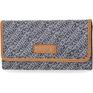 imageNautica womens The Perfect Carry All Money Manager Wallet Organizer with RFID Blocking WalletIndigo Jacquard