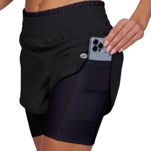imageWomens Running Shorts Elastic High Waisted DryFit Moisture Wicking Performance Workout Athletic Biker Compression PocketBlack  Black