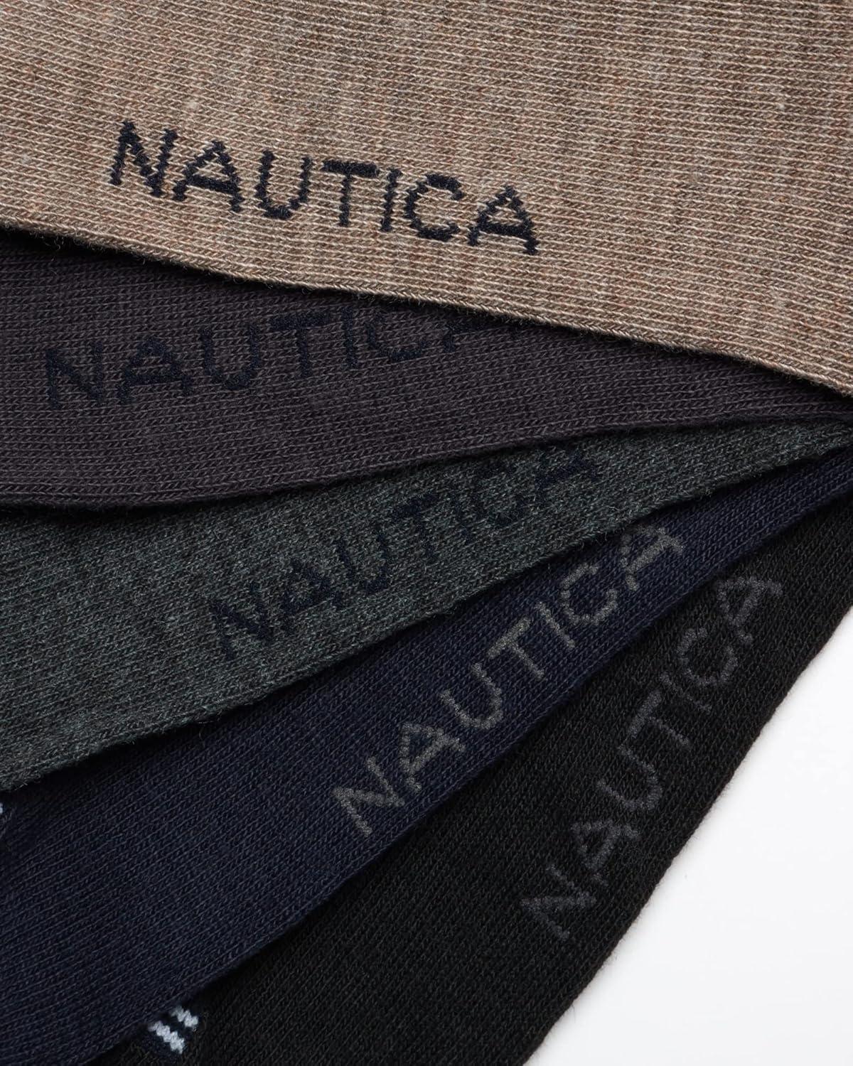 imageNautica Mens Dress Socks  10 Pack Breathable Stretch Crew Socks for Men for Work Business and Formal Wear Sizes 6125Assorted Rib