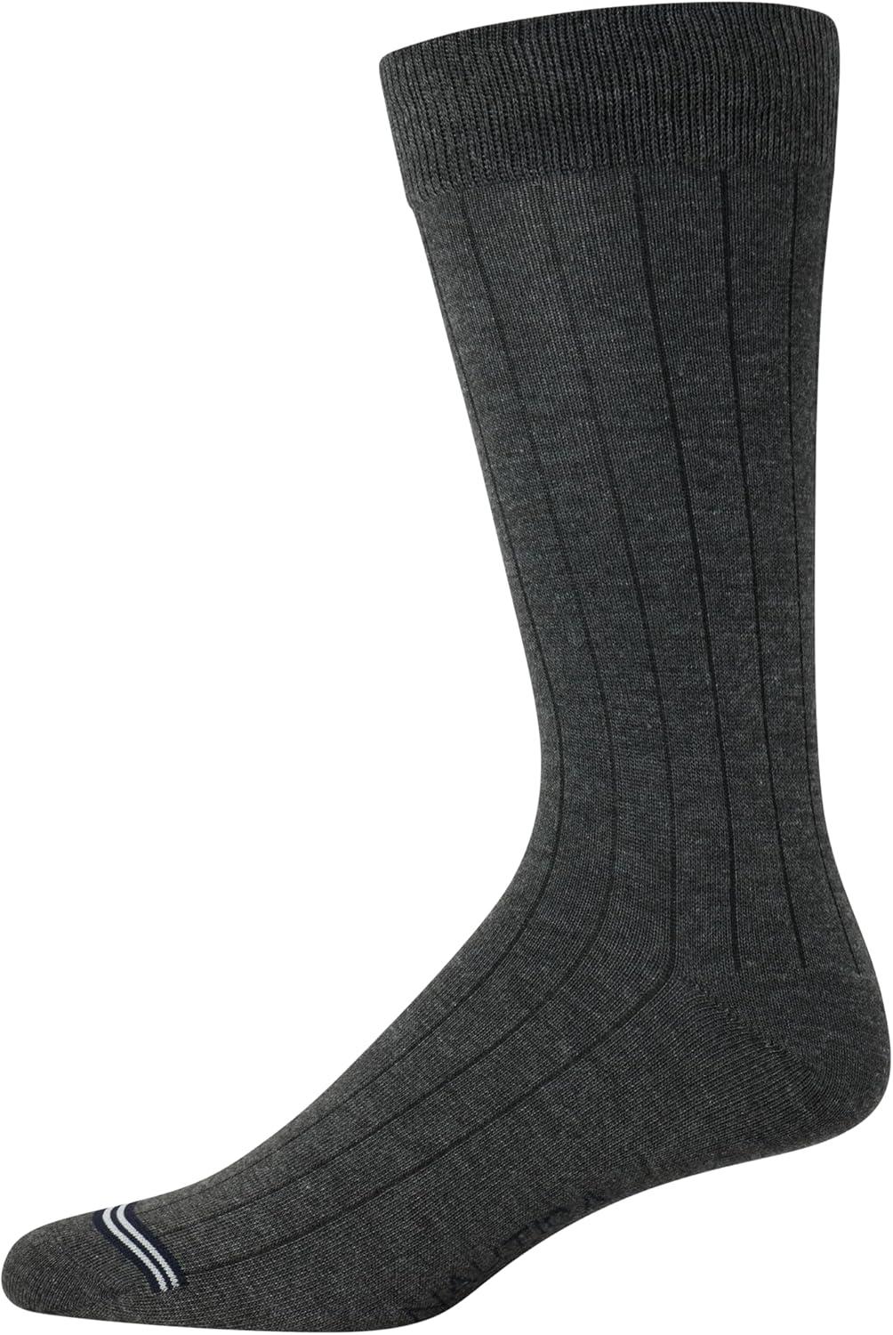 imageNautica Mens Dress Socks  10 Pack Breathable Stretch Crew Socks for Men for Work Business and Formal Wear Sizes 6125BrownBlue Assorted Rib