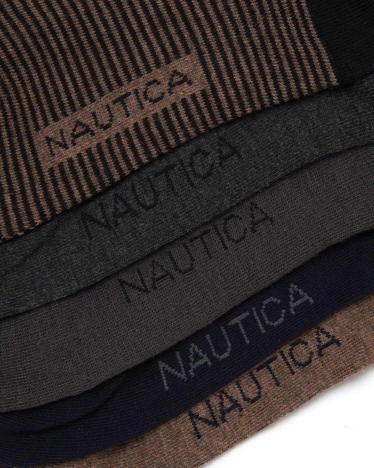 imageNautica Mens Dress Socks  10 Pack Breathable Stretch Crew Socks for Men for Work Business and Formal Wear Sizes 6125BrownGrey Assorted
