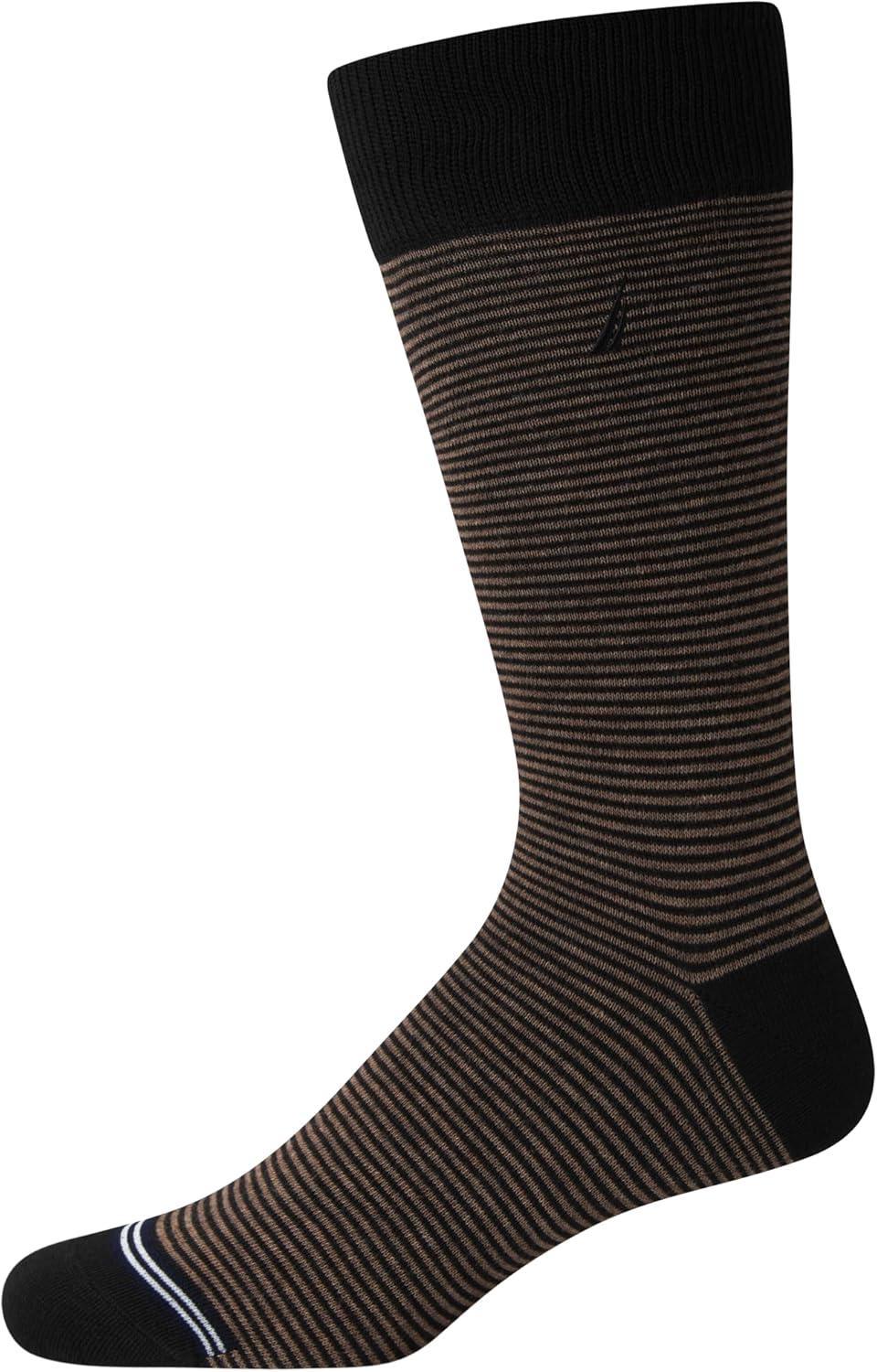 imageNautica Mens Dress Socks  10 Pack Breathable Stretch Crew Socks for Men for Work Business and Formal Wear Sizes 6125BrownGrey Assorted