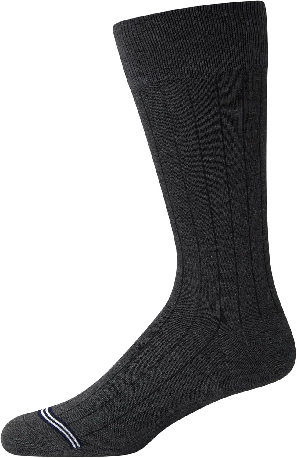 imageNautica Mens Dress Socks  10 Pack Breathable Stretch CrewLength Work Socks for Men for Business Formal Wear Sizes 6125Assorted Rib