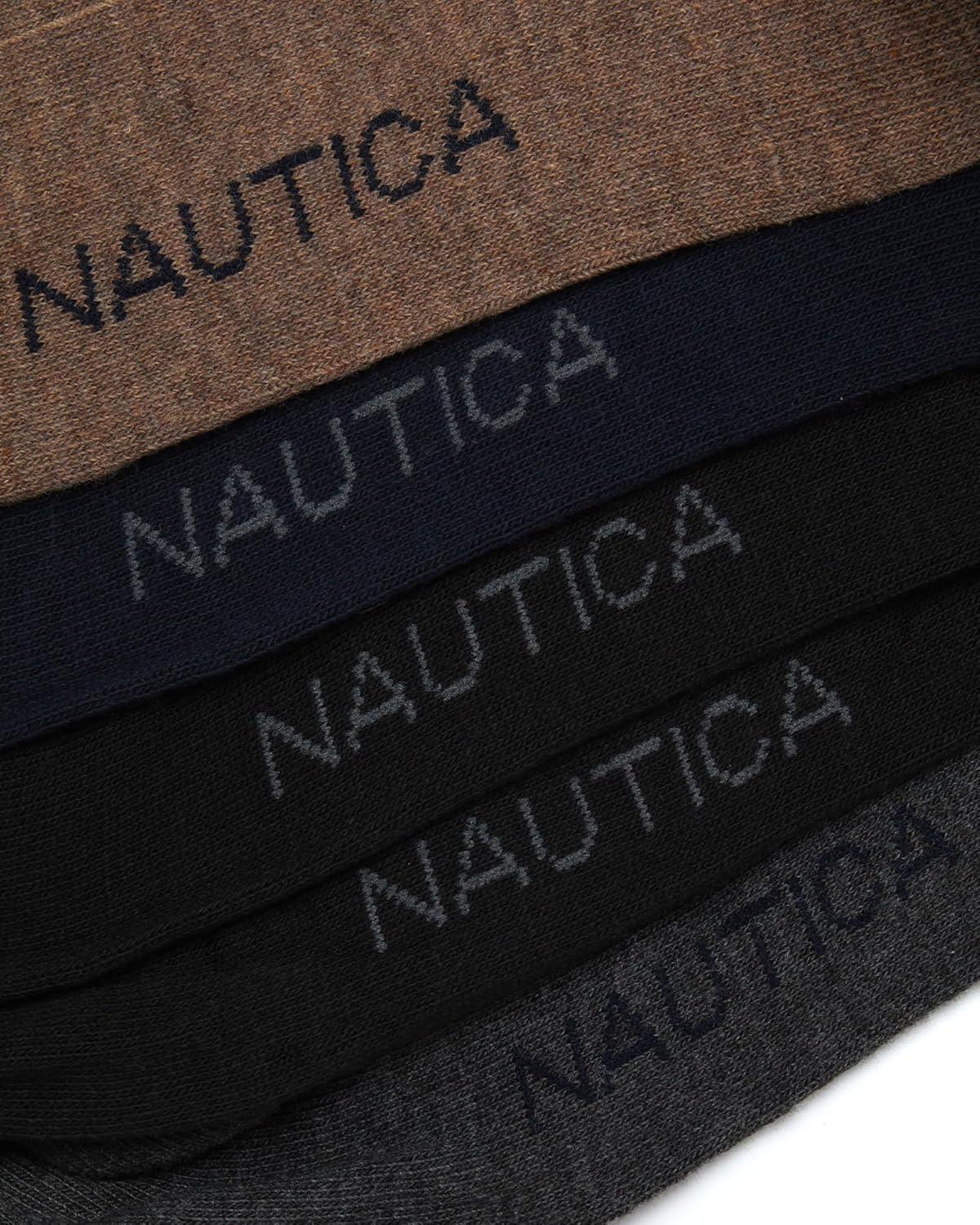imageNautica Mens Dress Socks  10 Pack Breathable Stretch CrewLength Work Socks for Men for Business Formal Wear Sizes 6125Assorted Rib