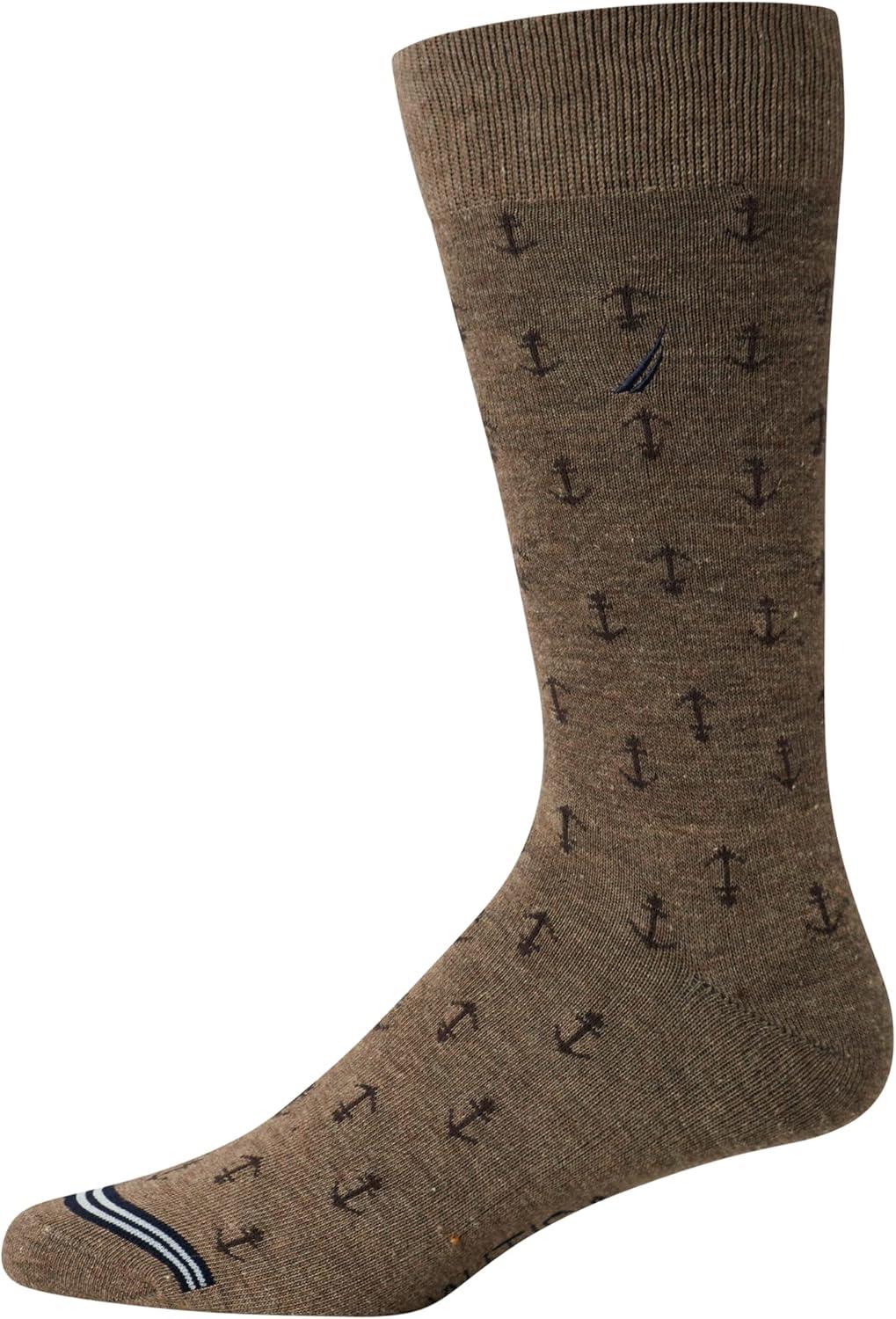 imageNautica Mens Dress Socks  10 Pack Breathable Stretch CrewLength Work Socks for Men for Business Formal Wear Sizes 6125Dark Brown Assorted