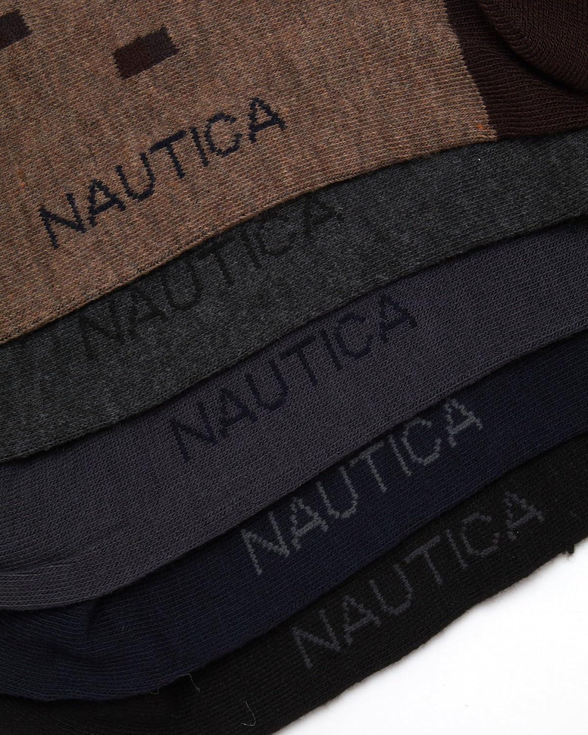 imageNautica Mens Dress Socks  10 Pack Breathable Stretch CrewLength Work Socks for Men for Business Formal Wear Sizes 6125Dot Assorted