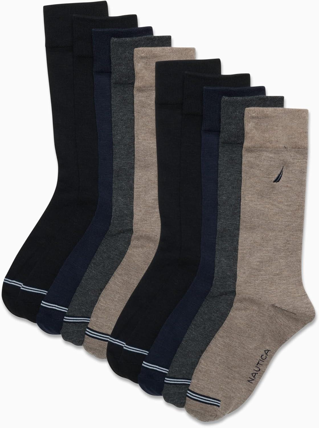imageNautica Mens Dress Socks  10 Pack Breathable Stretch CrewLength Work Socks for Men for Business Formal Wear Sizes 6125Heather Assorted