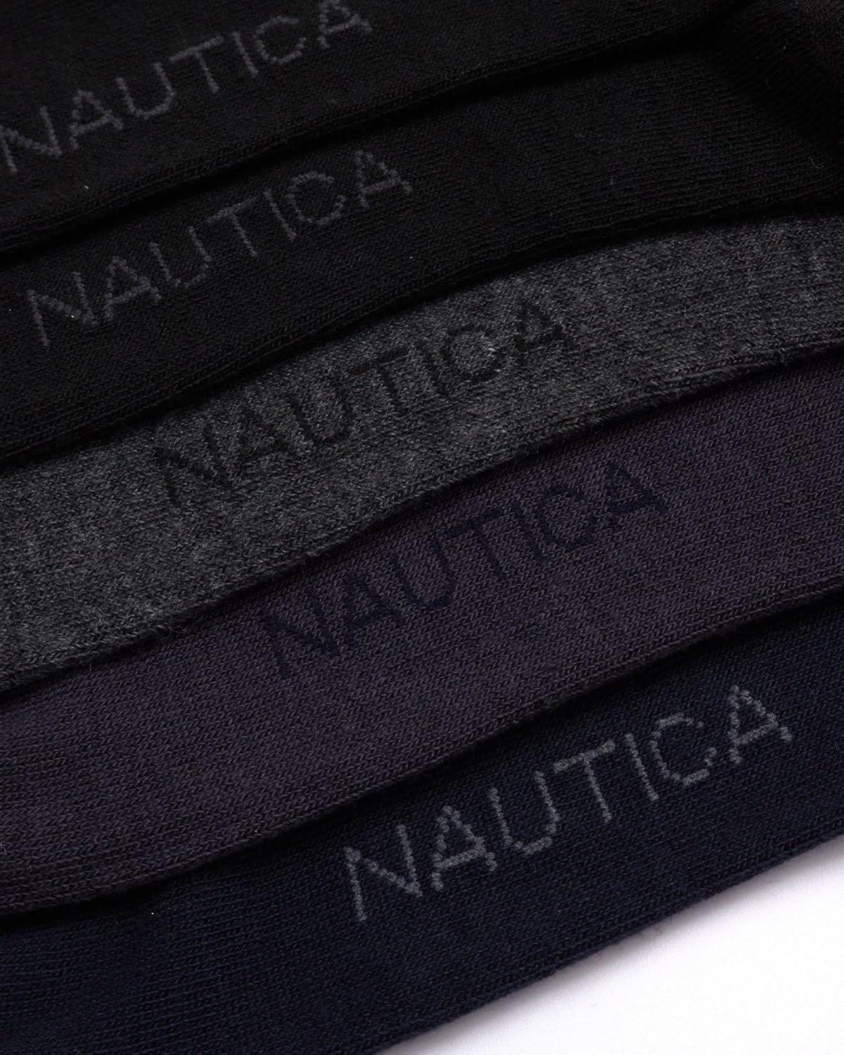 imageNautica Mens Dress Socks  10 Pack Breathable Stretch CrewLength Work Socks for Men for Business Formal Wear Sizes 6125NavyBlack Assorted