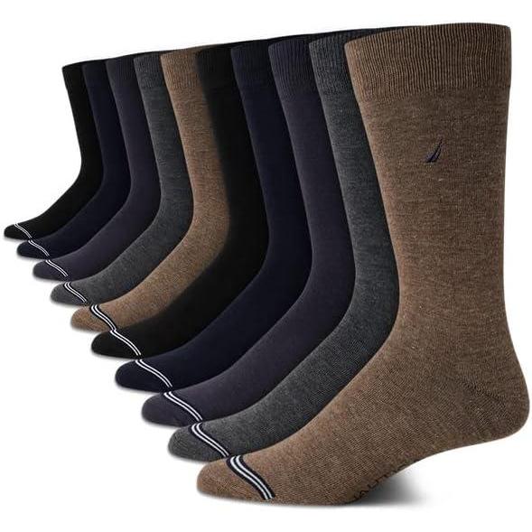imageNautica Mens Dress Socks  10 Pack Breathable Stretch CrewLength Work Socks for Men for Business Formal Wear Sizes 6125Assorted