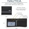 imageNautica Mens Bifold Leather Wallet  RFID Blocking  ID Window  Card Slots  Organization  Durable  StylishLogo Ribbon  Black