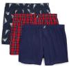 imageNautica Mens Cotton Woven 3 Pack BoxerPeacoatWinter PlaidredHoliday Sailboatspeacoat