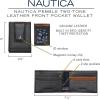 imageNautica Mens Slim Wallet  Card Case  RFID Blocking  ID Window  Minimalist  Lightweight  Genuine LeatherTwo Tone  BlackCognac