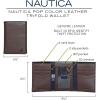 imageNautica Mens Trifold Wallet  RFID Blocking Protection  ID Window  Card Slots  Genuine Leather  DurablePop Color  NavyRed