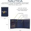 imageNautica Mens Trifold Wallet  RFID Blocking Protection  ID Window  Card Slots  Genuine Leather  DurableRubberLeather  Black