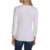 imageNautica Womens 34 Sleeve Length Cotton Solid Scalloped Knit TopBright White