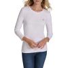 imageNautica Womens 34 Sleeve Length Cotton Solid Scalloped Knit TopBright White