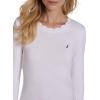 imageNautica Womens 34 Sleeve Length Cotton Solid Scalloped Knit TopBright White