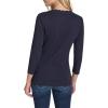 imageNautica Womens 34 Sleeve Length Cotton Solid Scalloped Knit TopNight Sky