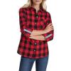 imageNautica Womens Button Front Long Sleeve Roll Tab ShirtBlackHaute Red