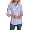 imageNautica Womens Button Front Long Sleeve Roll Tab ShirtFrench Blue Multi