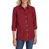 imageNautica Womens Button Front Long Sleeve Roll Tab ShirtTigers EyeWhite Swan