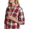 imageNautica Womens Button Front Long Sleeve Roll Tab ShirtWhite SwanHaute Red