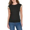 imageNautica Womens Crew Neckline Short Ruffle Sleeve ShirtBlack