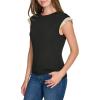 imageNautica Womens Crew Neckline Short Ruffle Sleeve ShirtBlack