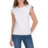 imageNautica Womens Crew Neckline Short Ruffle Sleeve ShirtBright White