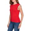 imageNautica Womens Crew Neckline Short Ruffle Sleeve ShirtHaute Red