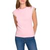 imageNautica Womens Crew Neckline Short Ruffle Sleeve ShirtTaffy Pink