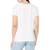 imageNautica Womens Solid VNeck Short Sleeve TShirtBright White