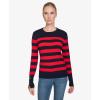 imageNautica Womens Stripe Long Sleeve Crewneck SweaterNight Sky Regatta Red