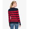 imageNautica Womens Stripe Long Sleeve Crewneck SweaterNight Sky Regatta Red