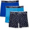 imageNautica Mens 3 Pack Cotton Stretch Boxer BriefAero BlueSea CobaltAnchor Printpeacoat
