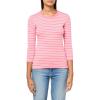 imageNautica Womens 34 Sleeve Length Cotton Striped Scalloped Knit TopConfettiBright White