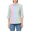 imageNautica Womens Button Front Long Sleeve Roll Tab ShirtGreen Multi