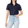 imageNautica Womens Button Front Short Sleeve Camp ShirtNight Sky