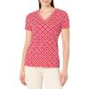 imageNautica Womens Circle Link VNeck Short Sleeve TShirtRegatta RedBright White